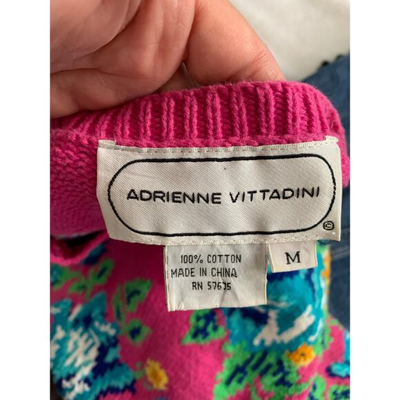 Vintage Adrienne Vittadini Pink Floral Knit Pullover Vest Size M Retro Artsy - Picture 6 of 6